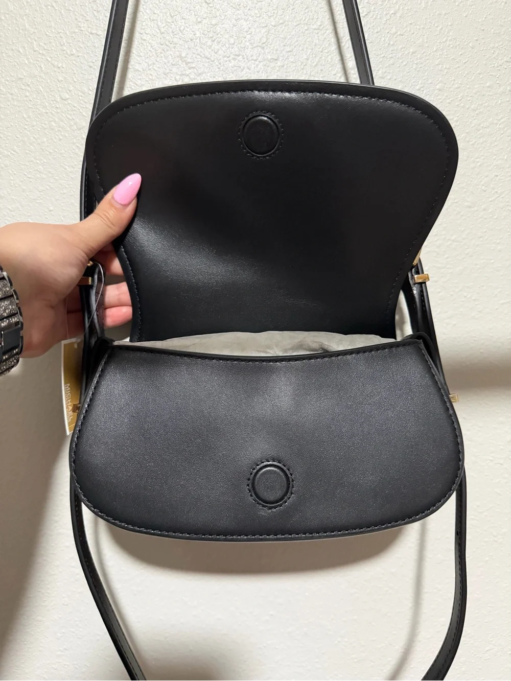 Michael Kors Lydia Black Leather SM Flap XBody